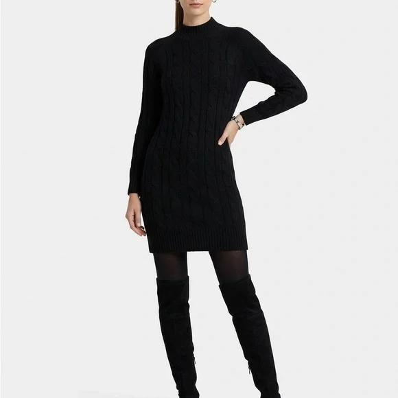 Black Cable Knit Midi Dress - Picture 1 of 3